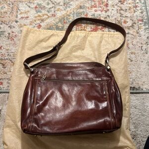 Marino Orlandi deep brown leather shoulder briefcase bag